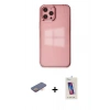 MARSİLYAN™- iPhone 12 Pro Max Kılıf Doruk Doku Prime - Siyah Joko 5D Cam + Renkli Kamera Lens Koruma Cam - TU