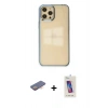 MARSİLYAN™- iPhone 12 Pro Max Kılıf Doruk Doku Prime - Siyah Joko 5D Cam + Renkli Kamera Lens Koruma Cam - TU