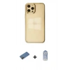 MARSİLYAN™- iPhone 12 Pro Max Kılıf Doruk Doku Prime - Siyah Joko Magic 5D Cam + Gold Shine Kamera Lens Koruma Cam