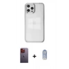 MARSİLYAN™- iPhone 12 Pro Max Kılıf Doruk Doku Prime - Siyah Joko Magic 5D Cam + Turuncu Neon Fosforlu Kamera Lens