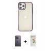 MARSİLYAN™- iPhone 12 Pro Max Kılıf Doruk Doku Prime - Siyah Mat Seramik Nano Ekran Koruyucu + Neon Fosforlu Kamera Lens - BZ
