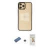MARSİLYAN™- iPhone 12 Pro Max Kılıf Doruk Doku Prime - Siyah Mat Seramik Nano Ekran Koruyucu + Shine Kamera Lens Koruma Cam - GD