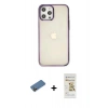 MARSİLYAN™- iPhone 12 Pro Max Kılıf Doruk Doku Prime - Siyah Mat Seramik Nano Ekran Koruyucu + Shine Kamera Lens Koruma Cam - GD
