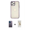 MARSİLYAN™- iPhone 12 Pro Max Kılıf Doruk Doku Prime - Siyah Mat Seramik Nano Ekran Koruyucu + Neon Fosforlu Kamera Lens - MI