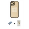 MARSİLYAN™- iPhone 12 Pro Max Kılıf Doruk Doku Prime - Siyah Mat Seramik Nano Ekran Koruyucu + Shine Kamera Lens Koruma Cam - PE