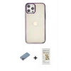 MARSİLYAN™- iPhone 12 Pro Max Kılıf Doruk Doku Prime - Siyah Mat Seramik Nano Ekran Koruyucu + Shine Kamera Lens Koruma Cam - PE