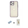 MARSİLYAN™- iPhone 12 Pro Max Kılıf Doruk Doku Prime - Siyah Mat Seramik Nano Ekran Koruyucu + Shine Kamera Lens Koruma Cam - MI