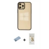 MARSİLYAN™- iPhone 12 Pro Max Kılıf Doruk Doku Prime - Siyah Mat Seramik Nano Ekran Koruyucu + Shine Kamera Lens Koruma Cam - MI