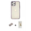 MARSİLYAN™- iPhone 12 Pro Max Kılıf Doruk Doku Prime - Siyah Mat Seramik Nano Ekran Koruyucu + Sierra Blue Shine Kamera Lens Koruma Cam