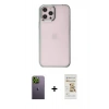 MARSİLYAN™- iPhone 12 Pro Max Kılıf Doruk Doku Prime - Siyah Mat Seramik Nano Ekran Koruyucu + Neon Fosforlu Kamera Lens - YL