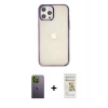 MARSİLYAN™- iPhone 12 Pro Max Kılıf Doruk Doku Prime - Siyah Mat Seramik Nano Ekran Koruyucu + Neon Fosforlu Kamera Lens - YL
