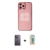MARSİLYAN™- iPhone 12 Pro Max Kılıf Doruk Doku Prime - Siyah Polymer Nano Ekran Koruyucu + Neon Fosforlu Kamera Lens - BZ