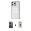 MARSİLYAN™- iPhone 12 Pro Max Kılıf Doruk Doku Prime - Siyah Polymer Nano Ekran Koruyucu + Neon Fosforlu Kamera Lens - BZ