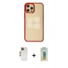 MARSİLYAN™- iPhone 12 Pro Max Kılıf Doruk Doku Prime - Siyah Polymer Nano Ekran Koruyucu + Shine Kamera Lens - GD