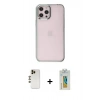MARSİLYAN™- iPhone 12 Pro Max Kılıf Doruk Doku Prime - Siyah Polymer Nano Ekran Koruyucu + Shine Kamera Lens - GD