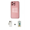 MARSİLYAN™- iPhone 12 Pro Max Kılıf Doruk Doku Prime - Siyah Polymer Nano Ekran Koruyucu + Shine Kamera Lens - GD