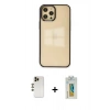 MARSİLYAN™- iPhone 12 Pro Max Kılıf Doruk Doku Prime - Siyah Polymer Nano Ekran Koruyucu + Shine Kamera Lens - GD