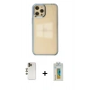 MARSİLYAN™- iPhone 12 Pro Max Kılıf Doruk Doku Prime - Siyah Polymer Nano Ekran Koruyucu + Shine Kamera Lens - GD