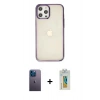 MARSİLYAN™- iPhone 12 Pro Max Kılıf Doruk Doku Prime - Siyah Polymer Nano Ekran Koruyucu + Neon Fosforlu Kamera Lens - MI