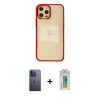 MARSİLYAN™- iPhone 12 Pro Max Kılıf Doruk Doku Prime - Siyah Polymer Nano Ekran Koruyucu + Neon Fosforlu Kamera Lens - MI