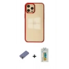 MARSİLYAN™- iPhone 12 Pro Max Kılıf Doruk Doku Prime - Siyah Polymer Nano Ekran Koruyucu + Metal Kamera Lens Koruma Cam - GD