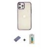 MARSİLYAN™- iPhone 12 Pro Max Kılıf Doruk Doku Prime - Siyah Polymer Nano Ekran Koruyucu + Metal Kamera Lens Koruma Cam - GD