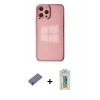 MARSİLYAN™- iPhone 12 Pro Max Kılıf Doruk Doku Prime - Siyah Polymer Nano Ekran Koruyucu + Metal Kamera Lens Koruma Cam - GD
