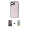 MARSİLYAN™- iPhone 12 Pro Max Kılıf Doruk Doku Prime - Siyah Polymer Nano Ekran Koruyucu + Neon Fosforlu Kamera Lens - SI