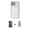MARSİLYAN™- iPhone 12 Pro Max Kılıf Doruk Doku Prime - Siyah Polymer Nano Ekran Koruyucu + Neon Fosforlu Kamera Lens - TU