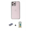 MARSİLYAN™- iPhone 12 Pro Max Kılıf Doruk Doku Prime - Siyah Polymer Nano Ekran Koruyucu + Renkli Kamera Lens Koruma Cam - SI