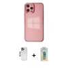 MARSİLYAN™- iPhone 12 Pro Max Kılıf Doruk Doku Prime - Siyah Polymer Nano Ekran Koruyucu + Shine Kamera Lens - LT
