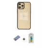 MARSİLYAN™- iPhone 12 Pro Max Kılıf Doruk Doku Prime - Siyah Polymer Nano Ekran Koruyucu + Shine Kamera Lens Koruma Cam - PE
