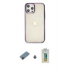 MARSİLYAN™- iPhone 12 Pro Max Kılıf Doruk Doku Prime - Siyah Polymer Nano Ekran Koruyucu + Shine Kamera Lens Koruma Cam - SH