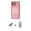 MARSİLYAN™- iPhone 12 Pro Max Kılıf Doruk Doku Prime - Siyah Polymer Nano Ekran Koruyucu + Shine Kamera Lens Koruma Cam - SH