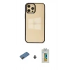 MARSİLYAN™- iPhone 12 Pro Max Kılıf Doruk Doku Prime - Siyah Polymer Nano Ekran Koruyucu + Shine Kamera Lens Koruma Cam - GD