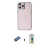 MARSİLYAN™- iPhone 12 Pro Max Kılıf Doruk Doku Prime - Siyah Polymer Nano Ekran Koruyucu + Shine Kamera Lens Koruma Cam - GD