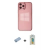 MARSİLYAN™- iPhone 12 Pro Max Kılıf Doruk Doku Prime - Siyah Polymer Nano Ekran Koruyucu + Shine Kamera Lens Koruma Cam - MI