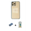 MARSİLYAN™- iPhone 12 Pro Max Kılıf Doruk Doku Prime - Siyah Polymer Nano Ekran Koruyucu + Shine Kamera Lens Koruma Cam - GD