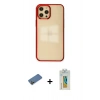MARSİLYAN™- iPhone 12 Pro Max Kılıf Doruk Doku Prime - Siyah Polymer Nano Ekran Koruyucu + Shine Kamera Lens Koruma Cam - GD