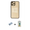 MARSİLYAN™- iPhone 12 Pro Max Kılıf Doruk Doku Prime - Siyah Polymer Nano Ekran Koruyucu + Shine Kamera Lens Koruma Cam - MI