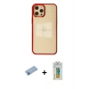 MARSİLYAN™- iPhone 12 Pro Max Kılıf Doruk Doku Prime - Siyah Polymer Nano Ekran Koruyucu + Shine Kamera Lens Koruma Cam - MI