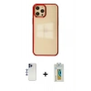MARSİLYAN™- iPhone 12 Pro Max Kılıf Doruk Doku Prime - Siyah Polymer Nano Ekran Koruyucu + Shine Kamera Lens - LT