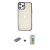 MARSİLYAN™- iPhone 12 Pro Max Kılıf Doruk Doku Prime - Siyah Polymer Nano Ekran Koruyucu + Renkli Kamera Lens Koruma Cam - TU