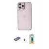 MARSİLYAN™- iPhone 12 Pro Max Kılıf Doruk Doku Prime - Siyah Polymer Nano Ekran Koruyucu + Renkli Kamera Lens Koruma Cam - TU