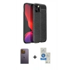 MARSİLYAN™- iPhone 12 Pro Max Kılıf Doruk Klasik Özel Seri - Şeffaf Royal Nano Ekran Koruyucu + Neon Fosforlu Kamera Lens - SI