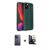 MARSİLYAN™- iPhone 12 Pro Max Kılıf Doruk Klasik Özel Seri - Şeffaf Temperli Cam Ekran Koruyucu + Neon Fosforlu Kamera Lens - MI