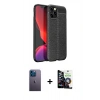 MARSİLYAN™- iPhone 12 Pro Max Kılıf Doruk Klasik Özel Seri - Şeffaf Temperli Cam Ekran Koruyucu + Neon Fosforlu Kamera Lens - MI