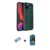 MARSİLYAN™- iPhone 12 Pro Max Kılıf Doruk Klasik Özel Seri - Siyah 18D Cam Ekran Koruyucu + Shine Kamera Lens Koruma Cam - MI
