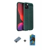MARSİLYAN™- iPhone 12 Pro Max Kılıf Doruk Klasik Özel Seri - Siyah 18D Cam Ekran Koruyucu + Shine Kamera Lens Koruma Cam - SH
