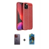 MARSİLYAN™- iPhone 12 Pro Max Kılıf Doruk Klasik Özel Seri - Siyah 18D Cam Ekran Koruyucu + Neon Fosforlu Kamera Lens - TU